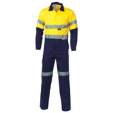 DNC Hi Vis Two Tone Cotton Coverall/Overall With 3M Reflective Tape (3855) Hi Vis Coveralls (Overalls) DNC Workwear - Ace Workwear