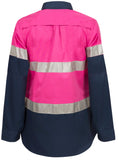 Workcraft Ladies Lightweight Hi Vis Long Sleeve Vented Reflective Cotton Drill Shirt With Tape - Night Use Only (WSL503)