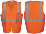 Hi Vis Day/Night Safety Vest with Zip and Pockets (V84) Hi Vis Vest Blue Whale - Ace Workwear