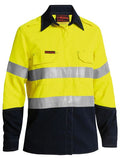 Bisley Tencate Tecasafe Plus Womens Taped Two Tone Hi Vis FR Vented Long Sleeve Shirt With Action Back Panel and Underarm Ventilation (BL8082T)