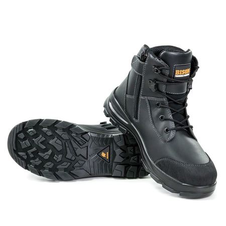 Bison Tor Zip Side Lace Up Black Safety Boot (TOR) - Ace Workwear