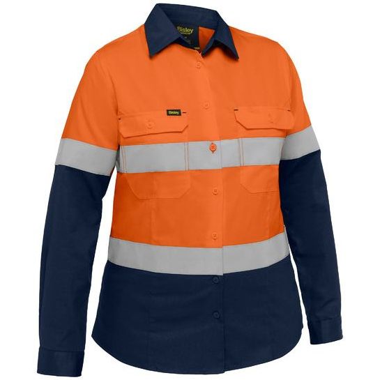 Bisley Industrial Women's Taped Hi Vis Cool Lightweight Vented Shirt (BL6390T)