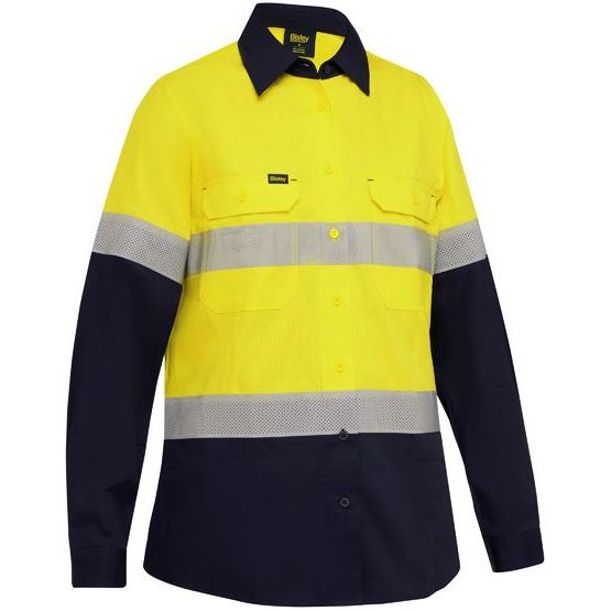 Bisley Women's Taped Hi Vis Ripstop Vented Shirt (BL6495T)