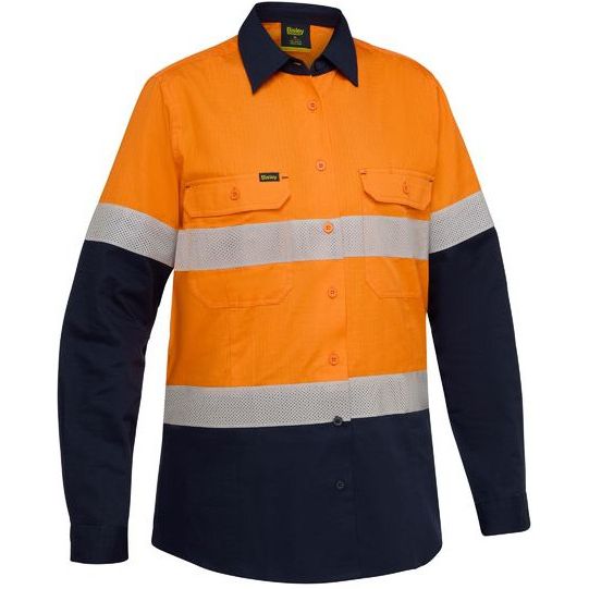 Bisley Women's Taped Hi Vis Ripstop Vented Shirt (BL6495T)