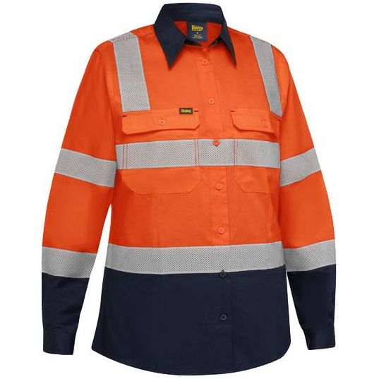 Bisley Women's Taped Biomotion Hi Vis Cool Lightweight Vented Shirt (BL6396T)