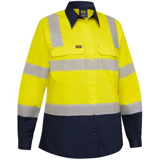 Bisley Women's Taped Biomotion Hi Vis Cool Lightweight Vented Shirt (BL6396T)