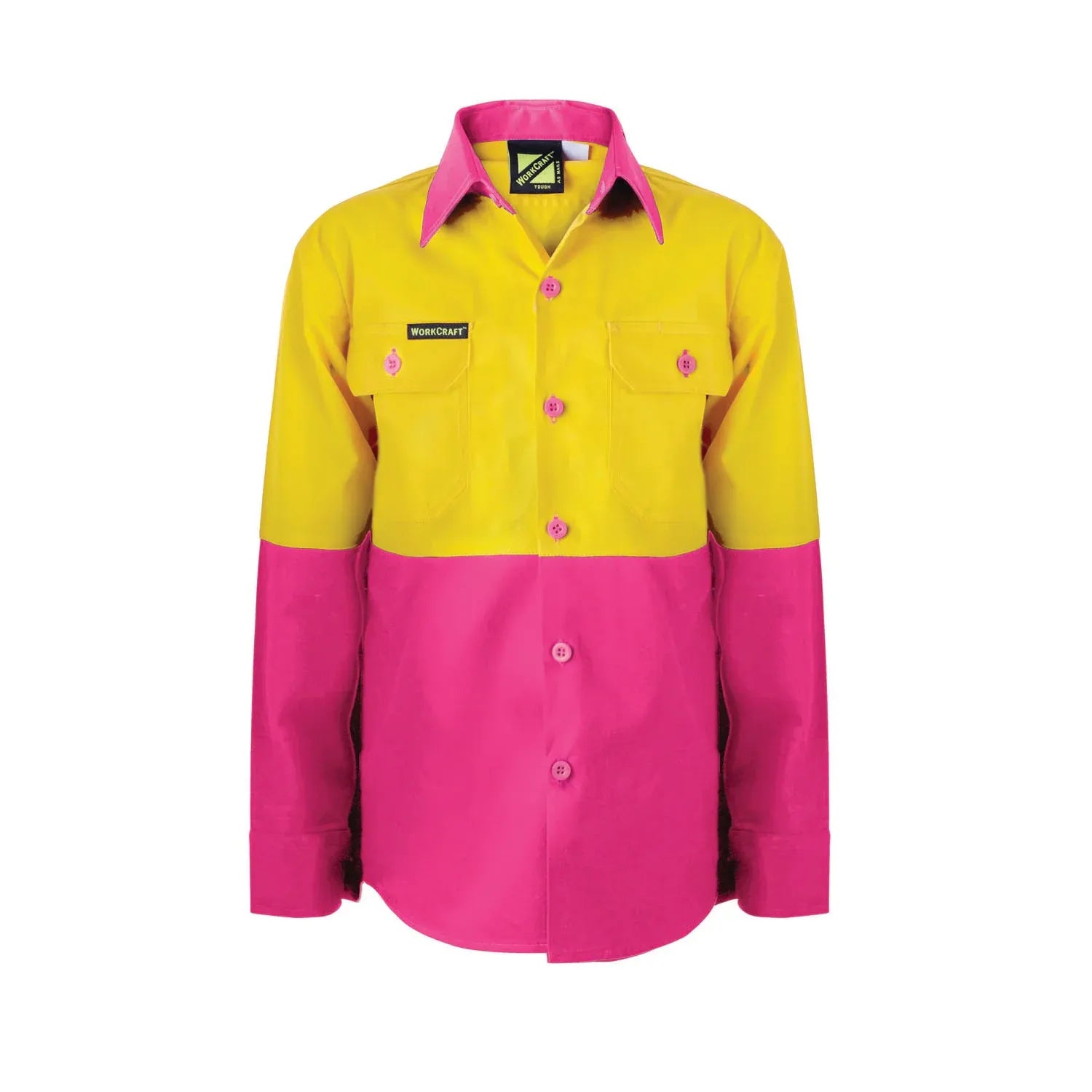 Workcraft Kids LIghtweight Hi Vis Long Sleeve Cotton Drill Shirt (WSK127) - Ace Workwear