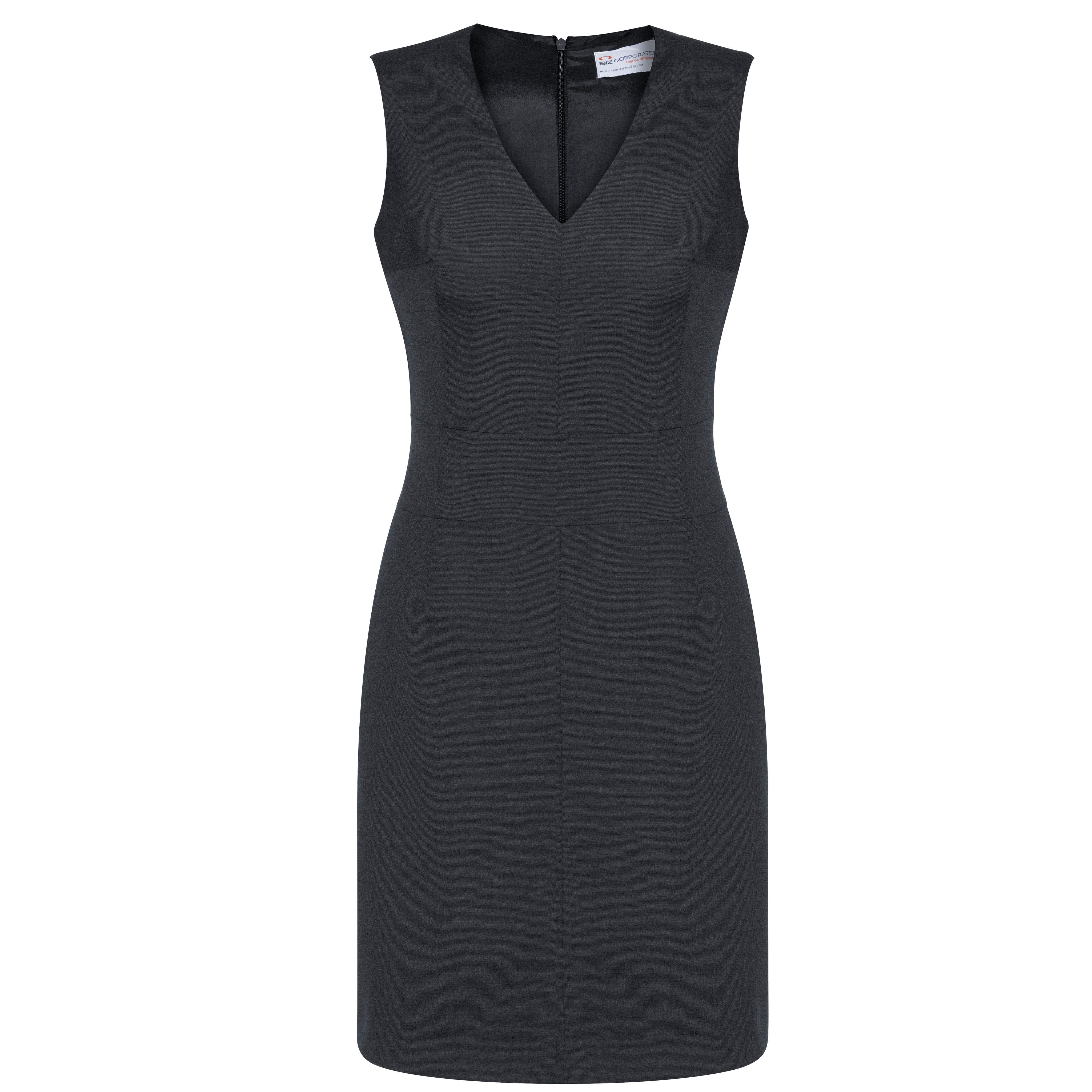 Biz Corporates Womens Sleeveless V Neck Dress (30121) (Clearance) - Ace Workwear
