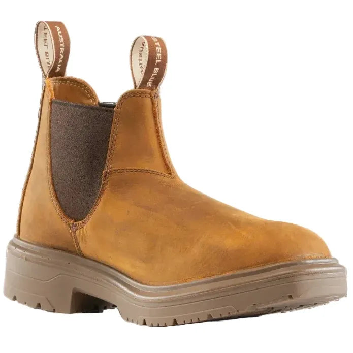 Steel Blue Distressed Brown Hobart Square Elastic Sided Non Safety Boot (310941) (Pre Order) - Ace Workwear