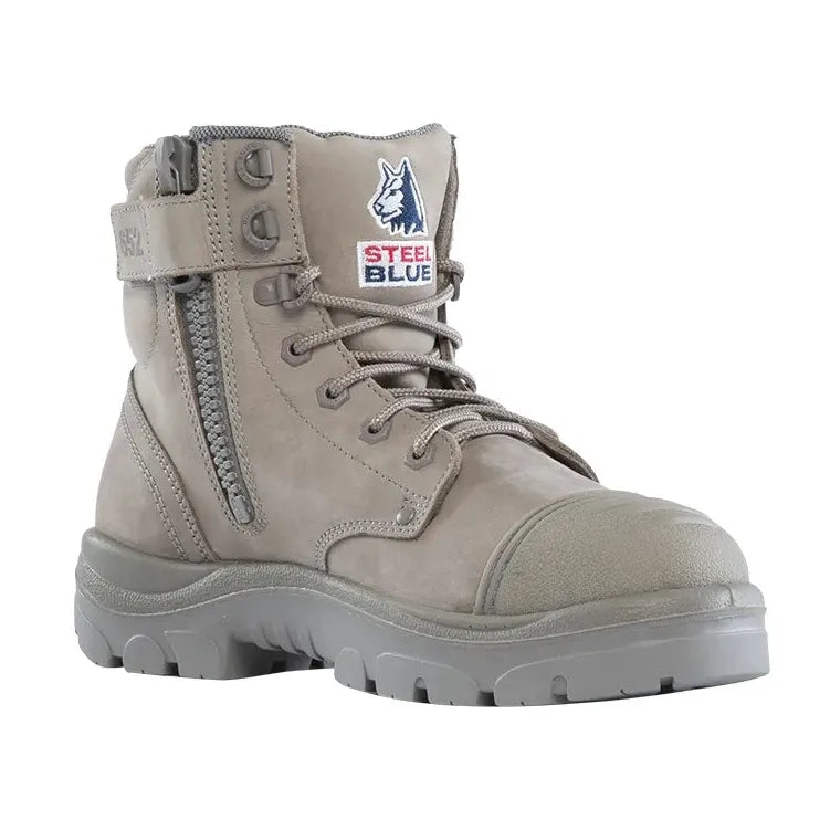 Steel Blue Granite Argyle Zip Sided Lace Up Steel Toe Safety Boot With Scuff Cap (312652) (Pre Order) - Ace Workwear