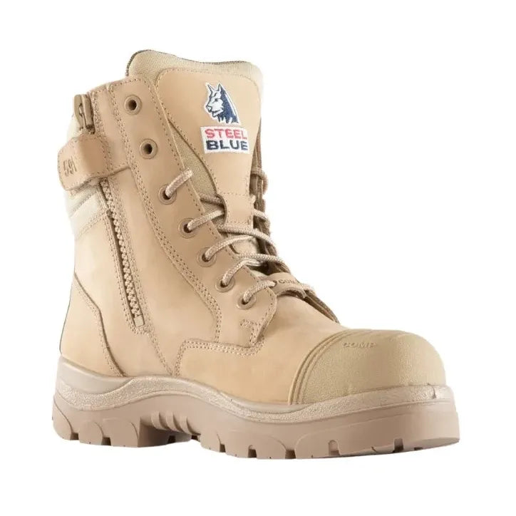 Steel Blue Sand Southern Cross Zip Sided Lace Up Scuff Composite Toe Safety Boot (318591) (Pre Order) - Ace Workwear