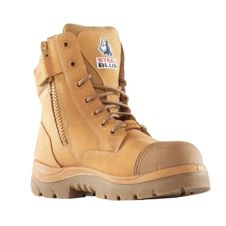 Steel Blue Wheat Southern Cross Zip Sided Lace Up Scuff Composite Toe Safety Boot (318591) (Pre Order) - Ace Workwear