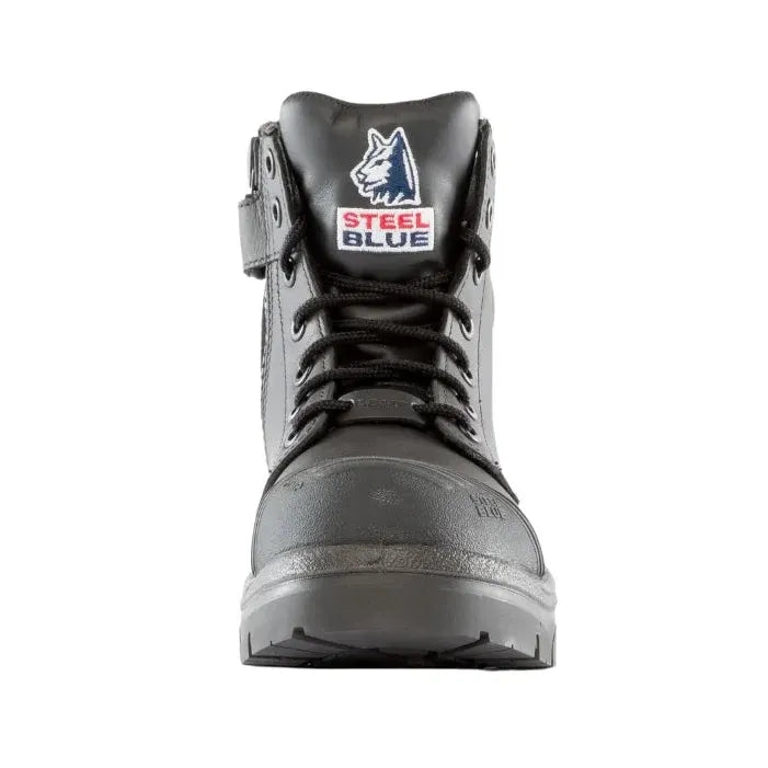 Steel Blue Black Argyle Zip Sided Lace Up Scuff Composite Toe Safety Boots (318592) (Pre Order) - Ace Workwear