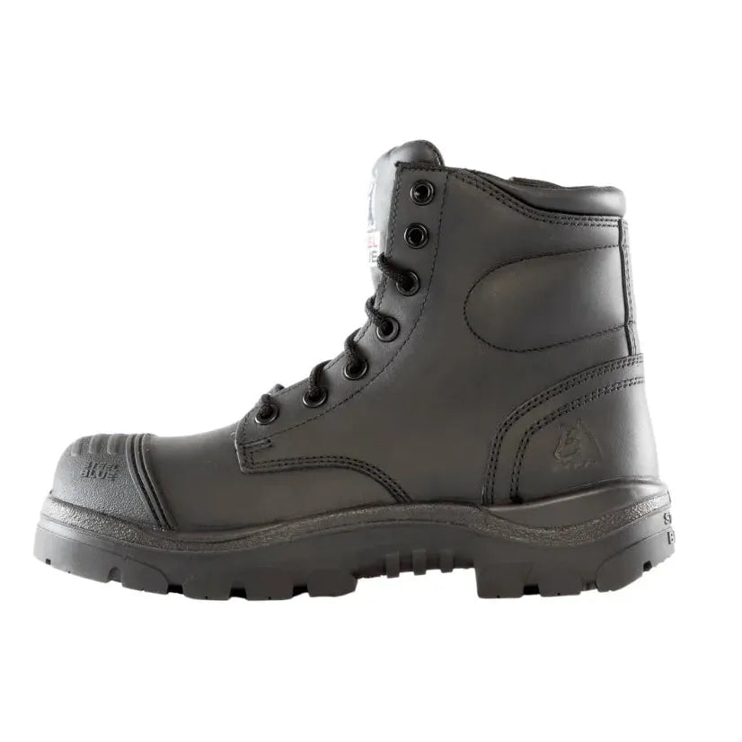 Steel Blue Black Argyle Zip Sided Lace Up Scuff Composite Toe Safety Boots (318592) (Pre Order) - Ace Workwear