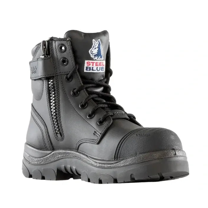 Steel Blue Black Argyle Zip Sided Lace Up Scuff Composite Toe Safety Boots (318592) (Pre Order) - Ace Workwear