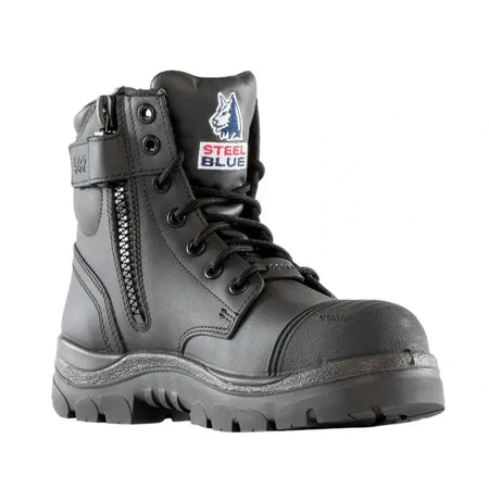 Steel Blue Black Argyle Zip Sided Lace Up Scuff Composite Toe Safety Boots (318592) (Pre Order) - Ace Workwear