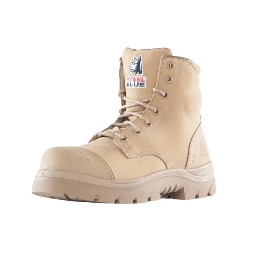 Steel Blue Sand Argyle Zip Sided Lace Up Scuff Composite Toe Safety Boots (318592) (Pre Order) - Ace Workwear