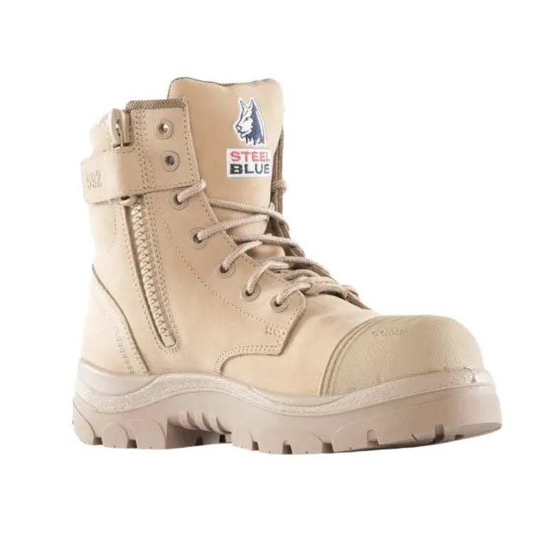 Steel Blue Sand Argyle Zip Sided Lace Up Scuff Composite Toe Safety Boots (318592) (Pre Order) - Ace Workwear
