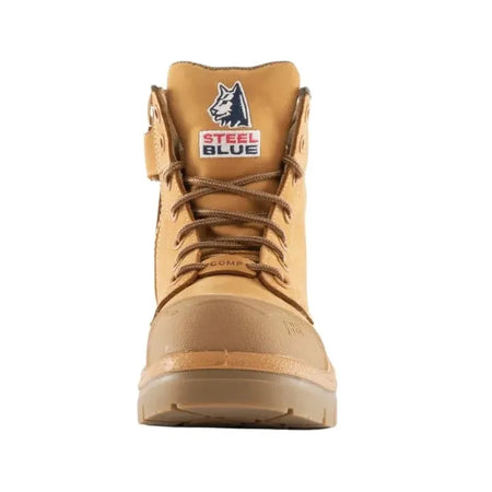 Steel Blue Wheat Argyle Zip Sided Lace Up Scuff Composite Toe Safety Boots (318592) (Pre-Order) - Ace Workwear