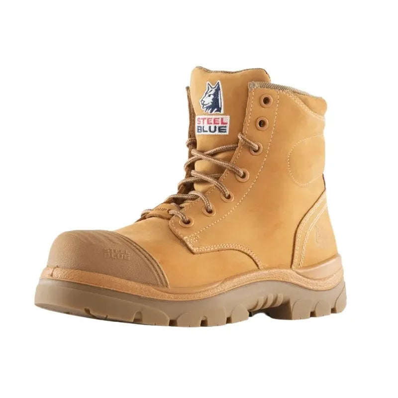 Steel Blue Wheat Argyle Zip Sided Lace Up Scuff Composite Toe Safety Boots (318592) (Pre-Order) - Ace Workwear
