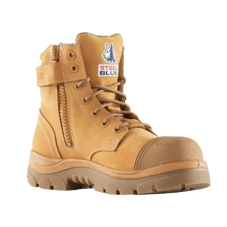 Steel Blue Wheat Argyle Zip Sided Lace Up Scuff Composite Toe Safety Boots (318592) (Pre-Order) - Ace Workwear