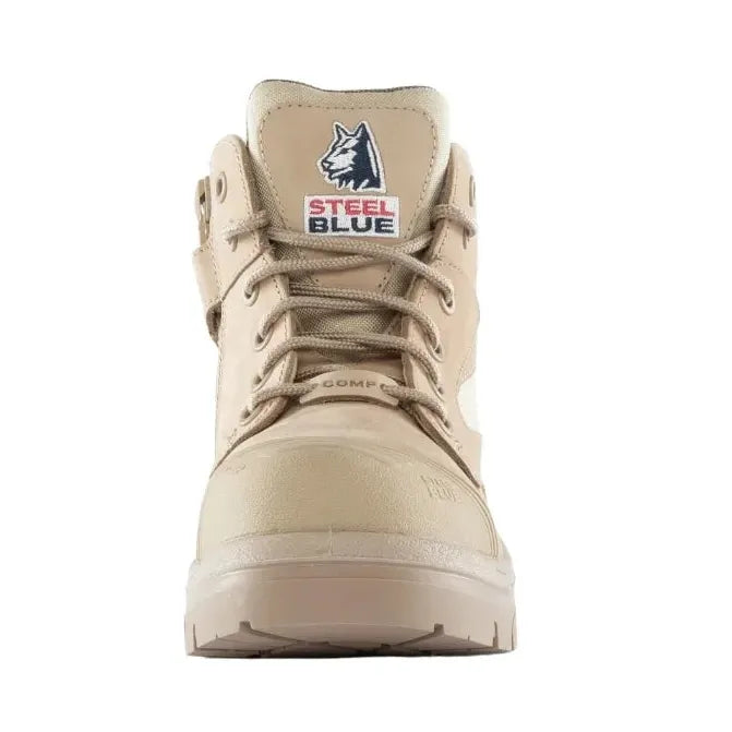 Steel Blue Sand Parkes Zip Sided Lace Up Scuff Composite Safety Boots (318598) (Pre Order) - Ace Workwear