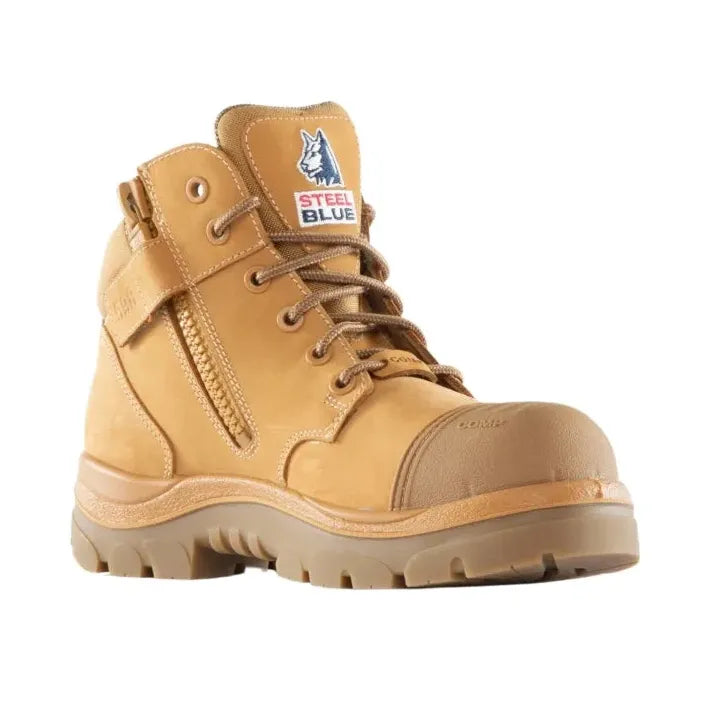 Steel Blue Wheat Parkes Zip Sided Lace Up Scuff Composite Safety Boots (318598) (Pre Order) - Ace Workwear