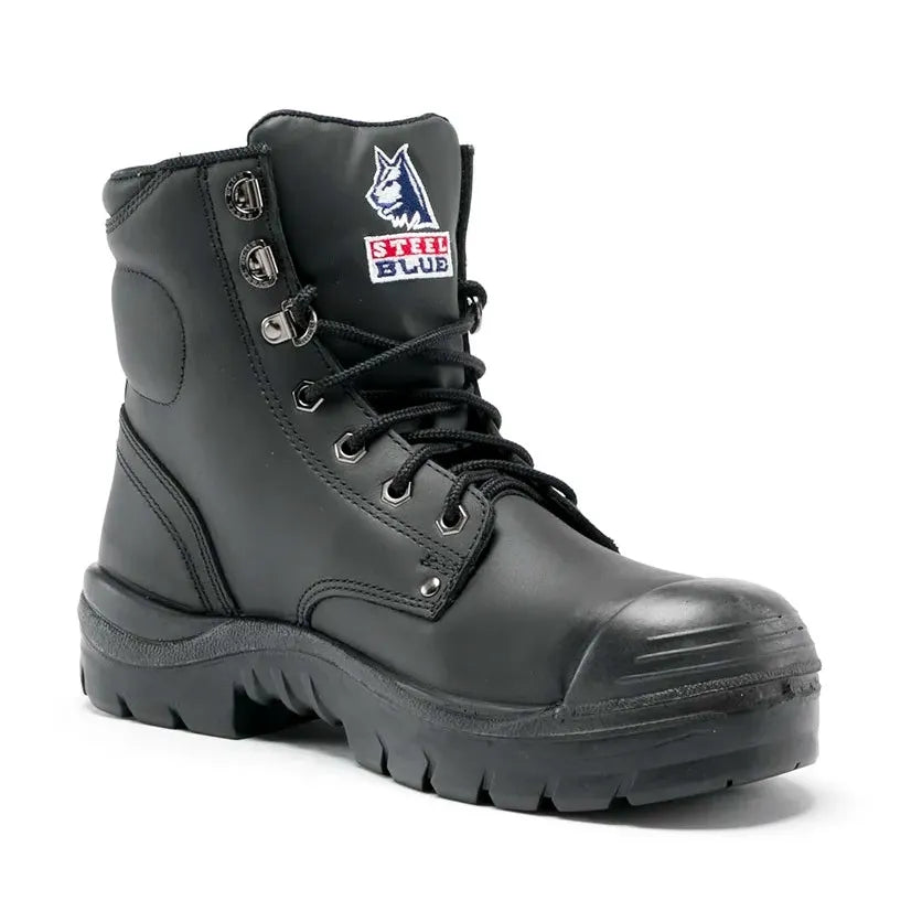 Steel Blue Black Argyle Lace Up TPU/Bump Cap Safety Boots (332102) (Pre Order) - Ace Workwear