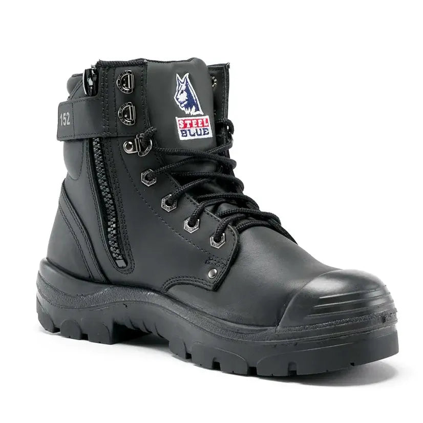 Steel Blue Black Argyle Zip Sided Lace Up Nitrle/Bump Cap Safety Boots (342152) (Pre Order) - Ace Workwear