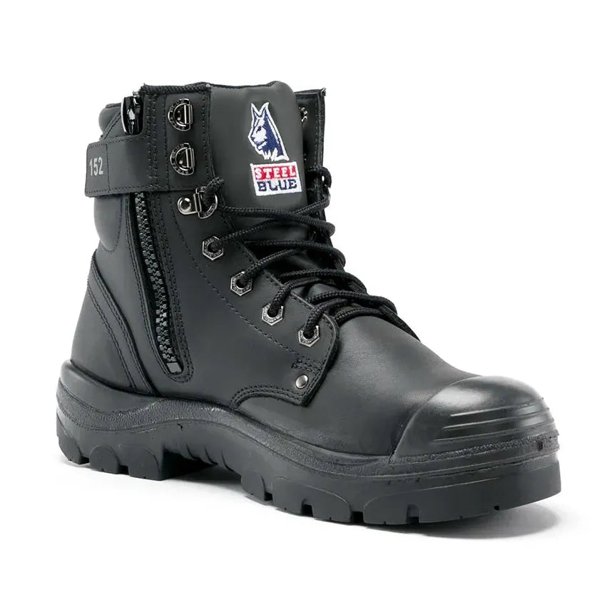 Steel Blue Black Argyle Zip Sided Lace Up Nitrile/Bump Cap/PR Midsole Safety Boots (382152) (Pre Order) - Ace Workwear