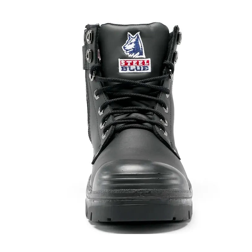 Steel Blue Black Argyle Zip Sided Lace Up Nitrle/Bump Cap Safety Boots (342152) (Pre Order) - Ace Workwear