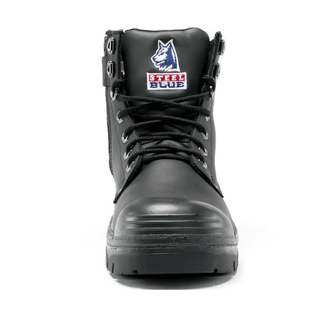 Steel Blue Black Argyle Zip Sided Lace Up Nitrle/Bump Cap Safety Boots (342152) (Pre Order) - Ace Workwear