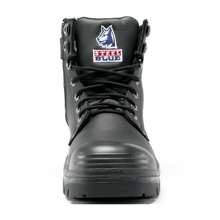 Steel Blue Black Argyle Zip Sided Lace Up Nitrile/Bump Cap/PR Midsole Safety Boots (382152) (Pre Order) - Ace Workwear