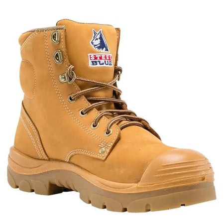 Steel Blue Wheat Argyle Nitrile Lace Up Safety Boots With Bump Cap (342102) - Ace Workwear
