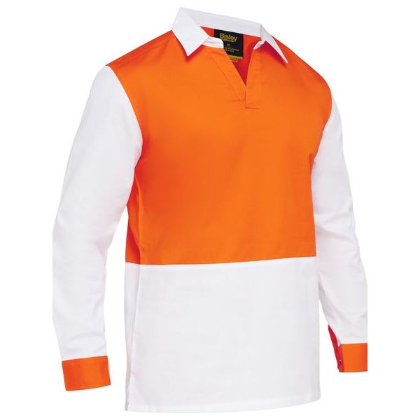 Bisley Two Tone Hi Vis V-Neck Long Sleeve Shirt (BS6405) - Ace Workwear