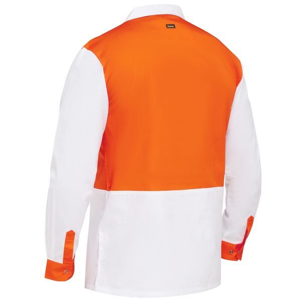Bisley Two Tone Hi Vis V-Neck Long Sleeve Shirt (BS6405) - Ace Workwear