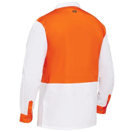 Bisley Two Tone Hi Vis V-Neck Long Sleeve Shirt (BS6405) - Ace Workwear