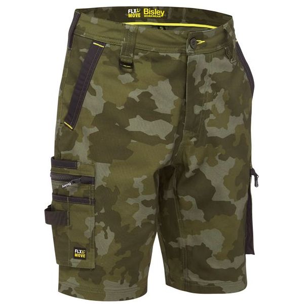 Bisley Flx & Move Stretch Canvas Camo Cargo Shorts (BSHC1337) - Ace Workwear