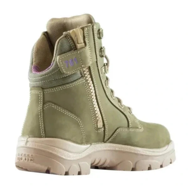 Steel Blue Khaki Ladies Southern Cross Zip Sided Lace Up Safety Boot (512761) (Pre-Order) - Ace Workwear