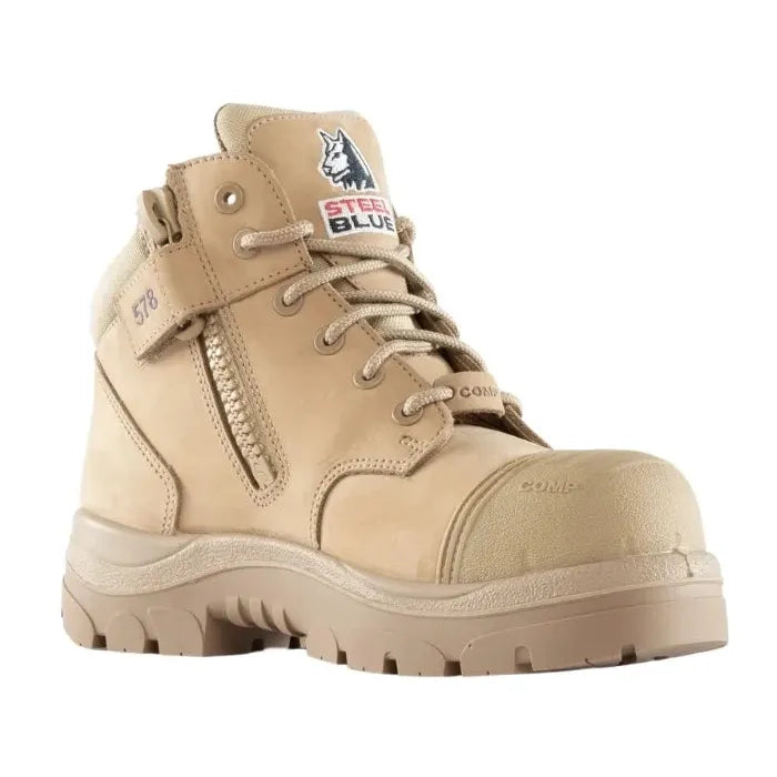 Steel Blue Ladies Sand Parkes Zip Sided Lace Up Scuff Composite Safety Boots (518578) (Pre Order) - Ace Workwear