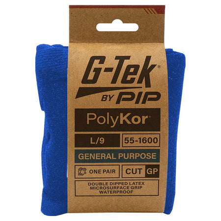G-Tek Blue Poly GP Double Dip Latex Glove - Pack of 12 (55-1600) - Ace Workwear