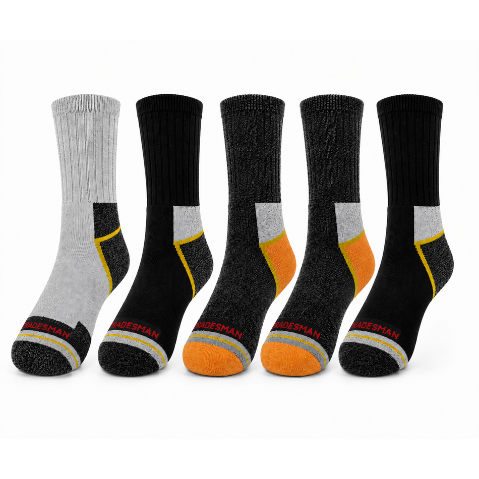 Tradesman Mixed Coloured Cotton Work Socks - Pack of 5 Pairs