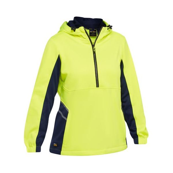Bisley Women's Hi Vis Liquid Repellent Fleece 1/2 Zip Hoodie (BKL6571) - Ace Workwear