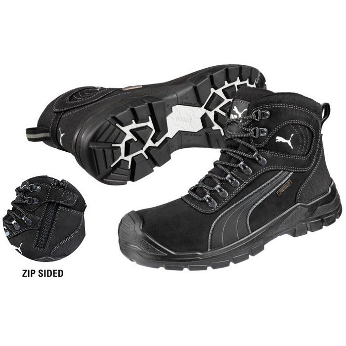 Puma Sierra Nevada Black Lace Up Zip Sided Fibreglass Toe Safety Boot With Scuff Cap (630527) (Pre Order) - Ace Workwear