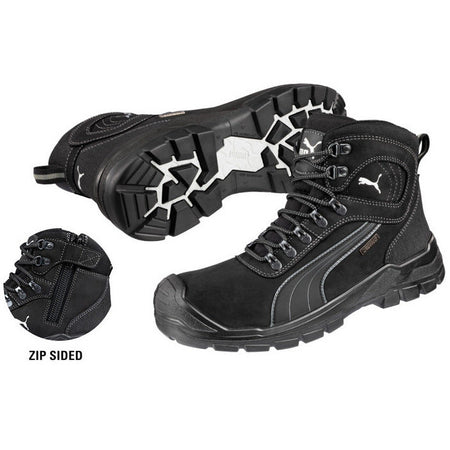 Puma Sierra Nevada Black Lace Up Zip Sided Fibreglass Toe Safety Boot With Scuff Cap (630527) (Pre Order) - Ace Workwear