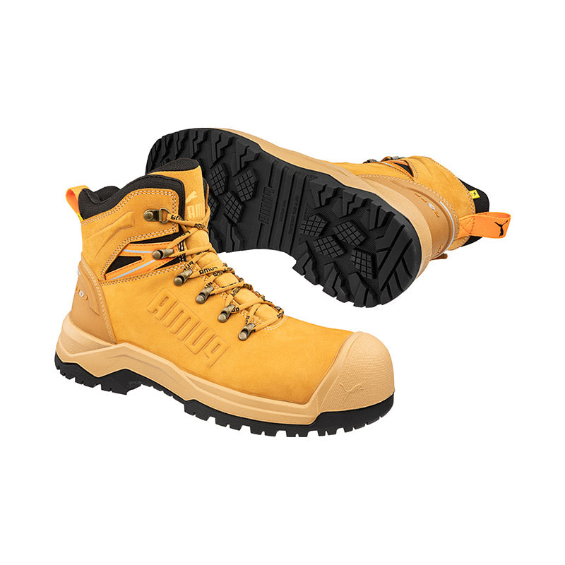 Puma Wheat Iron HD Mid Fibreglass Toe Cap Zip Sided Lace Up Safety Boot With Scuff Cap (632767) (Pre Order) - Ace Workwear