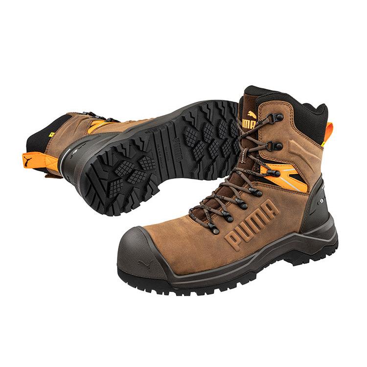 Puma Brown Iron HD 8″ Fibreglass Toe Cap Zip Sided Lace Up Safety Boot With Scuff Cap (632727) (Pre Order) - Ace Workwear