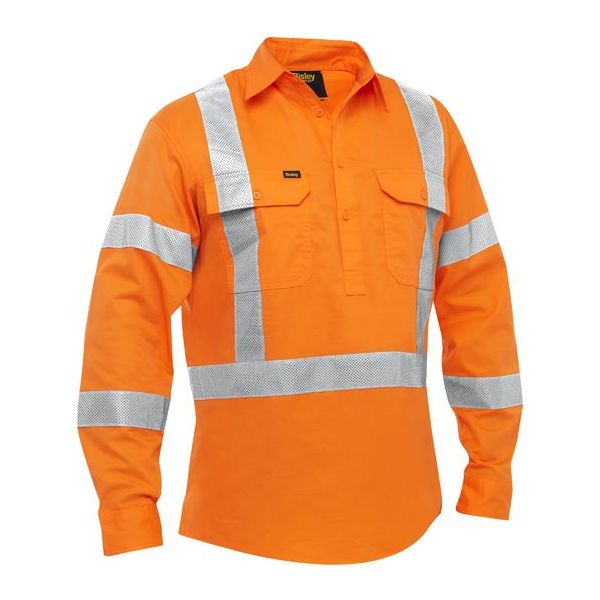 Bisley X Taped Closed Front Hi Vis Cool Lightweight Drill Shirt (BSC6166XT) - Ace Workwear