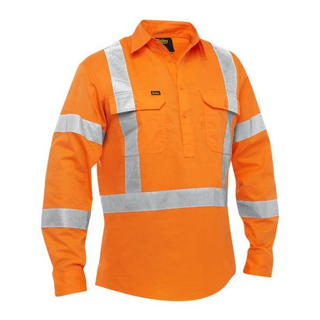 Bisley X Taped Closed Front Hi Vis Cool Lightweight Drill Shirt (BSC6166XT) - Ace Workwear
