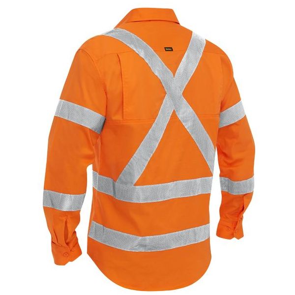 Bisley X Taped Closed Front Hi Vis Cool Lightweight Drill Shirt (BSC6166XT) - Ace Workwear